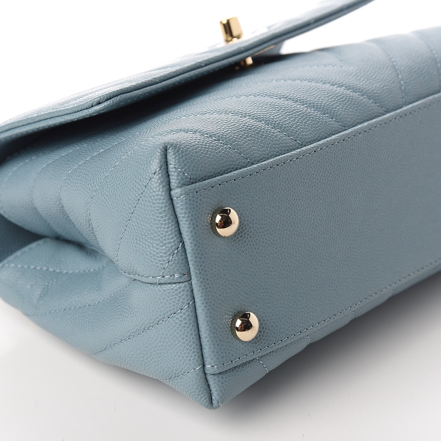 Chanel Caviar Chevron Quilted Mini Coco Handle Flap Sky Blue 7 of 13