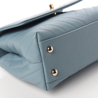 Chanel Caviar Chevron Quilted Mini Coco Handle Flap Sky Blue 7 of 13