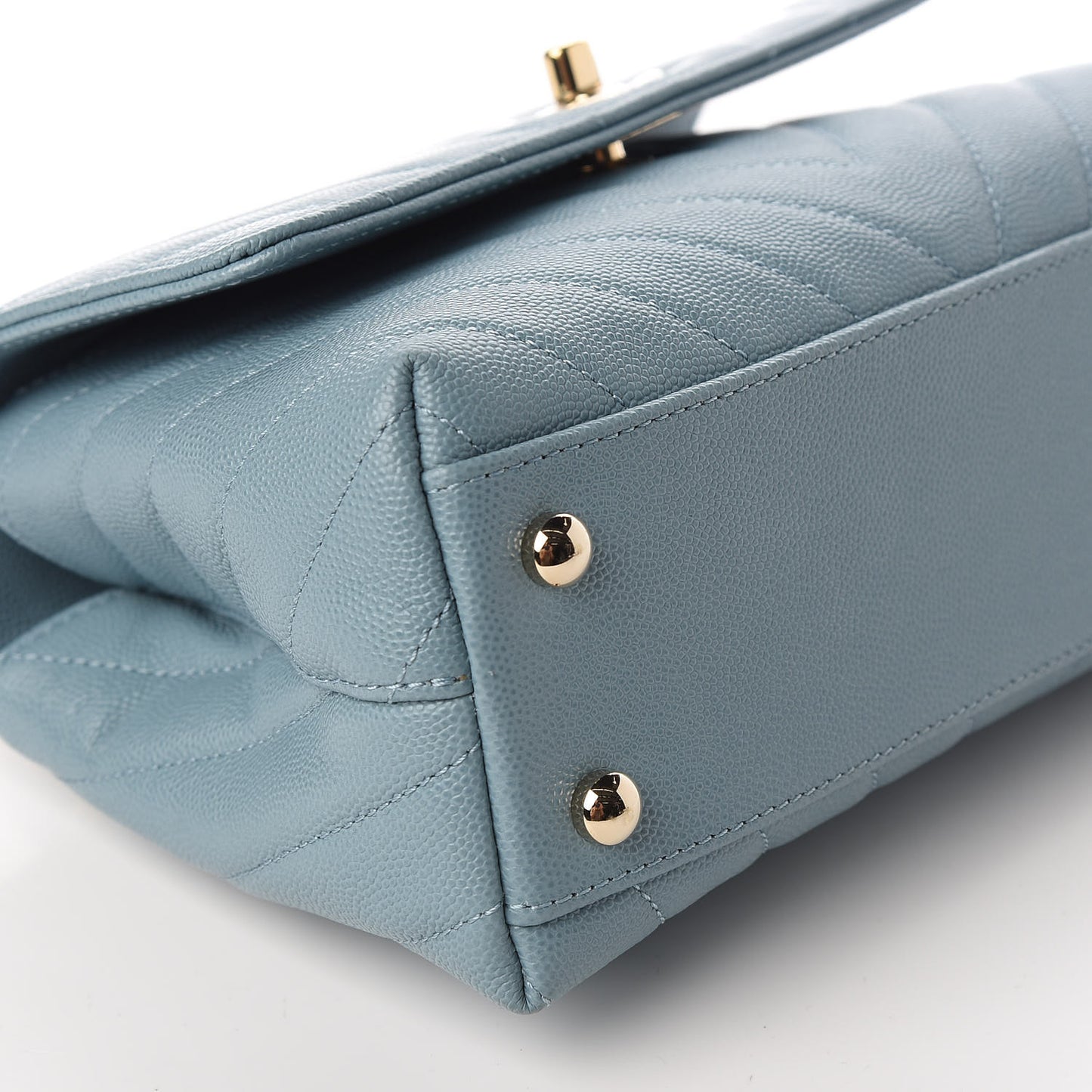 Caviar Chevron Quilted Mini Coco Handle Flap Sky Blue