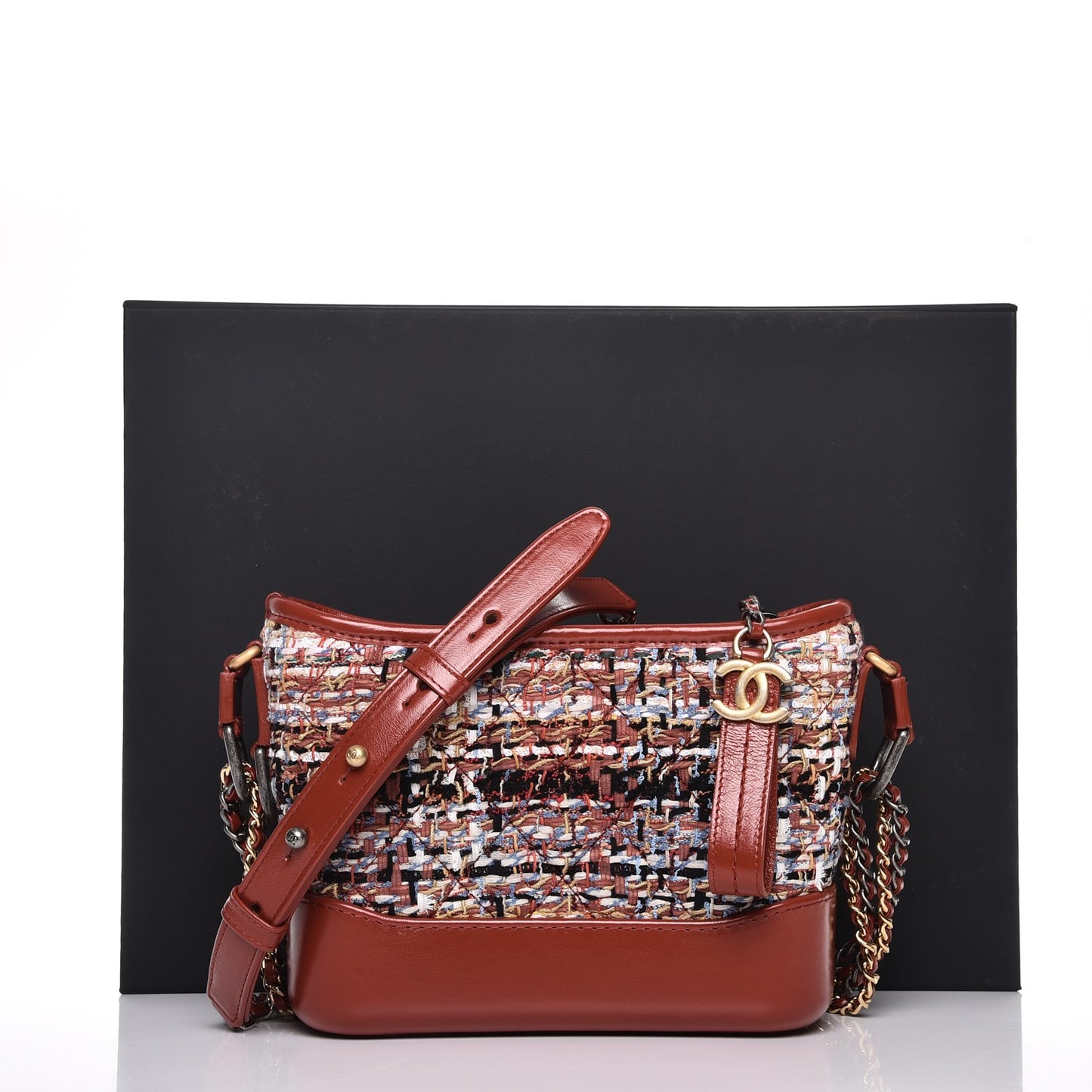 Tweed Calfskin Small Gabrielle Hobo Brown
