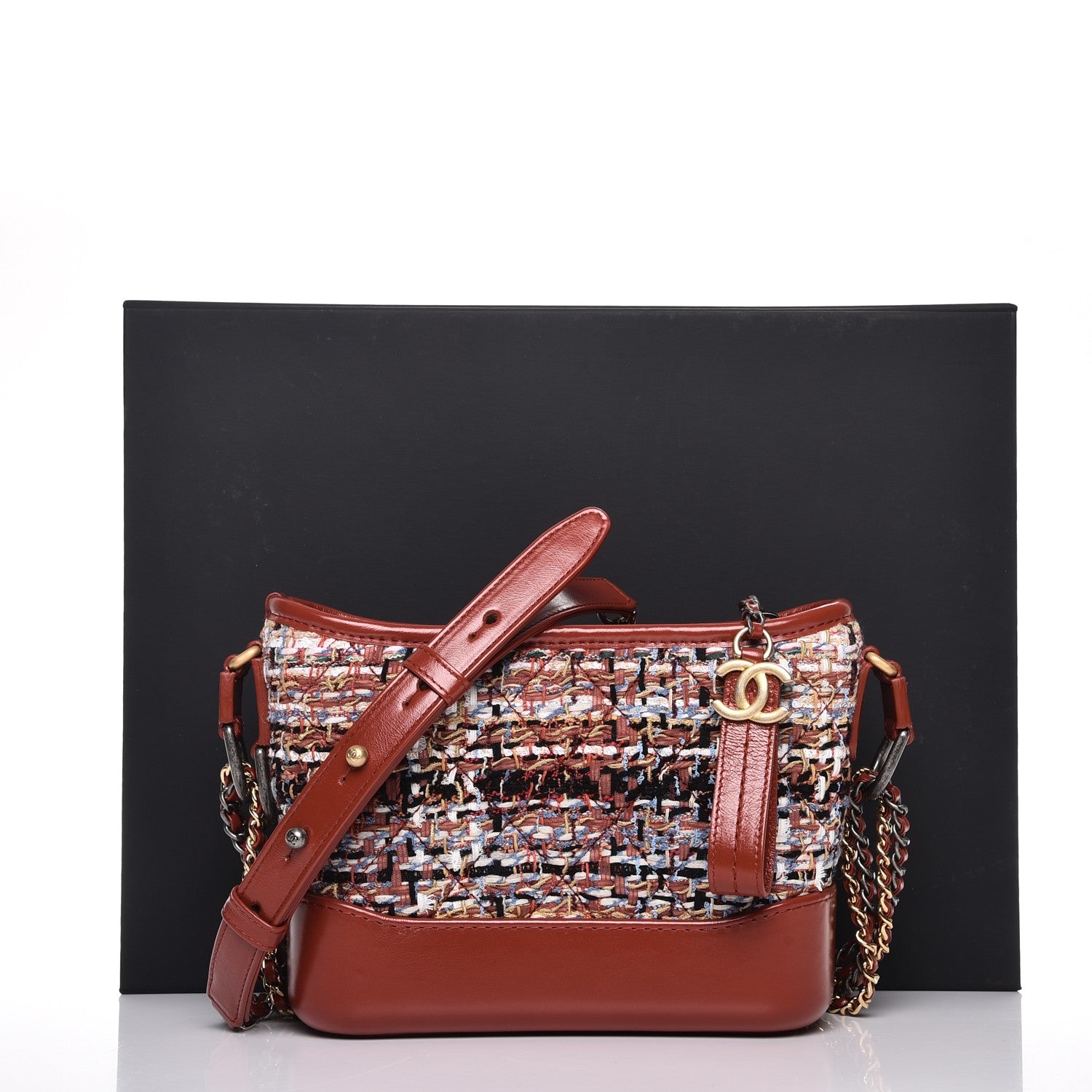 Chanel Tweed Calfskin Small Gabrielle Hobo Brown 8 of 8