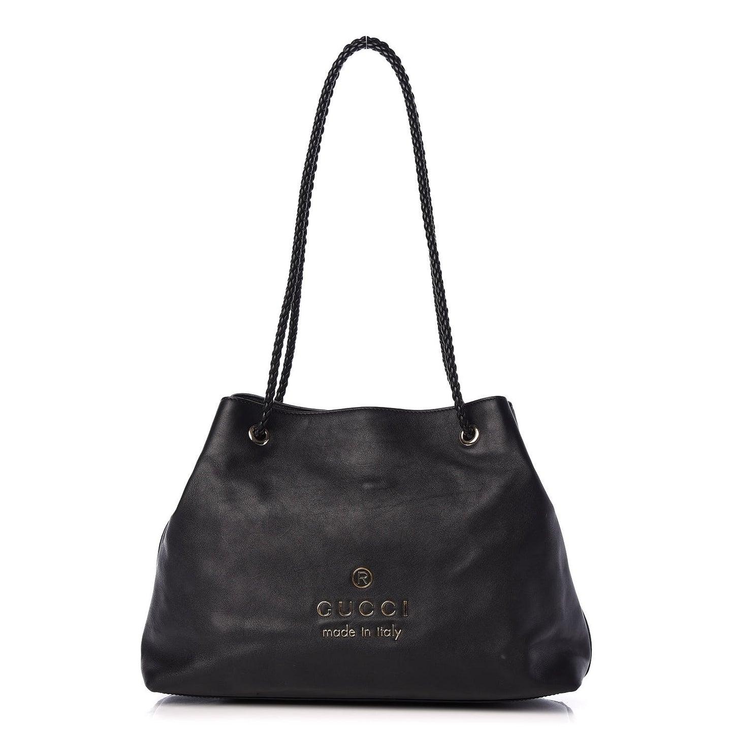 Calfskin Medium Braided Handle Gifford Tote Black
