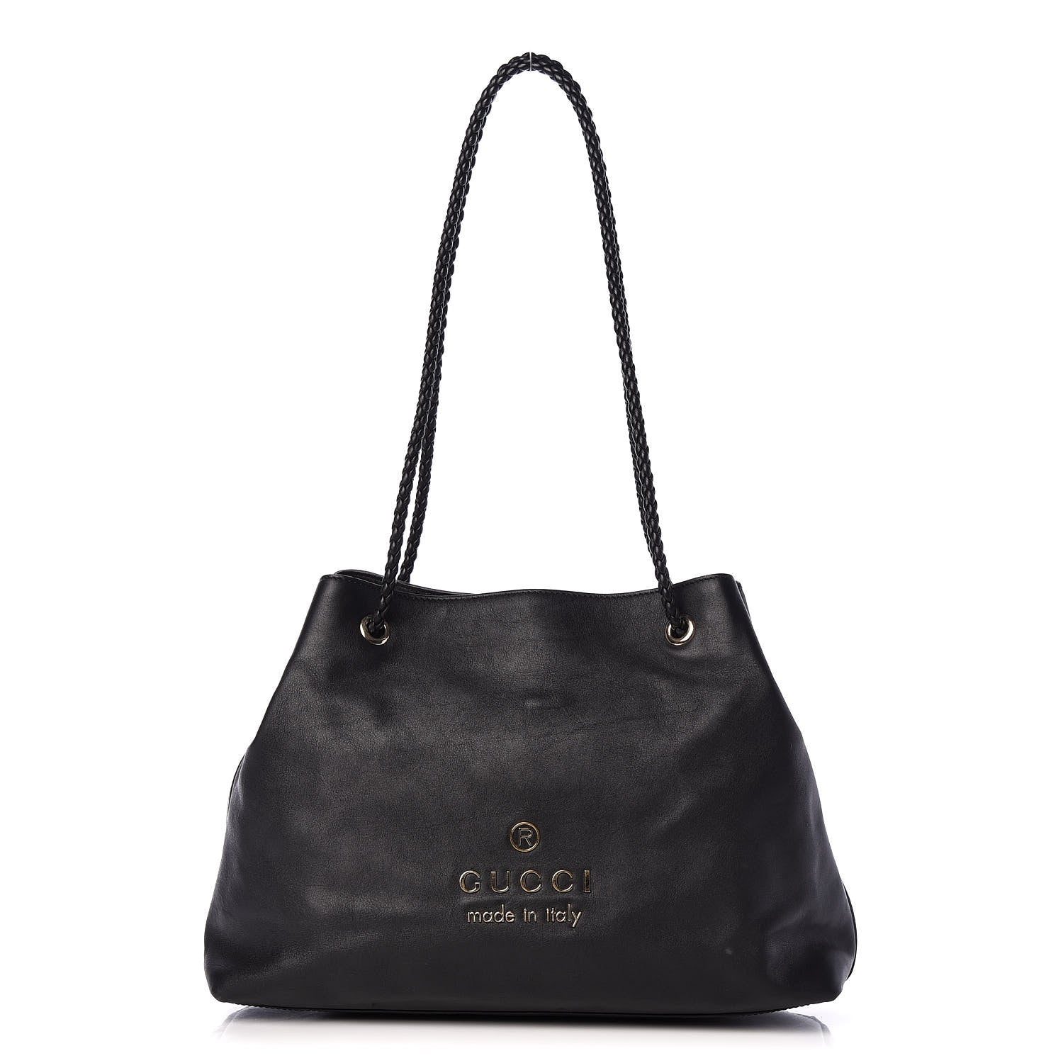 Gucci Calfskin Medium Braided Handle Gifford Tote Black 1 of 12