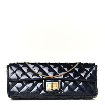 Chanel Patent Quilted 2.55 Reissue East West Clutch Navy Blue 1 of 14