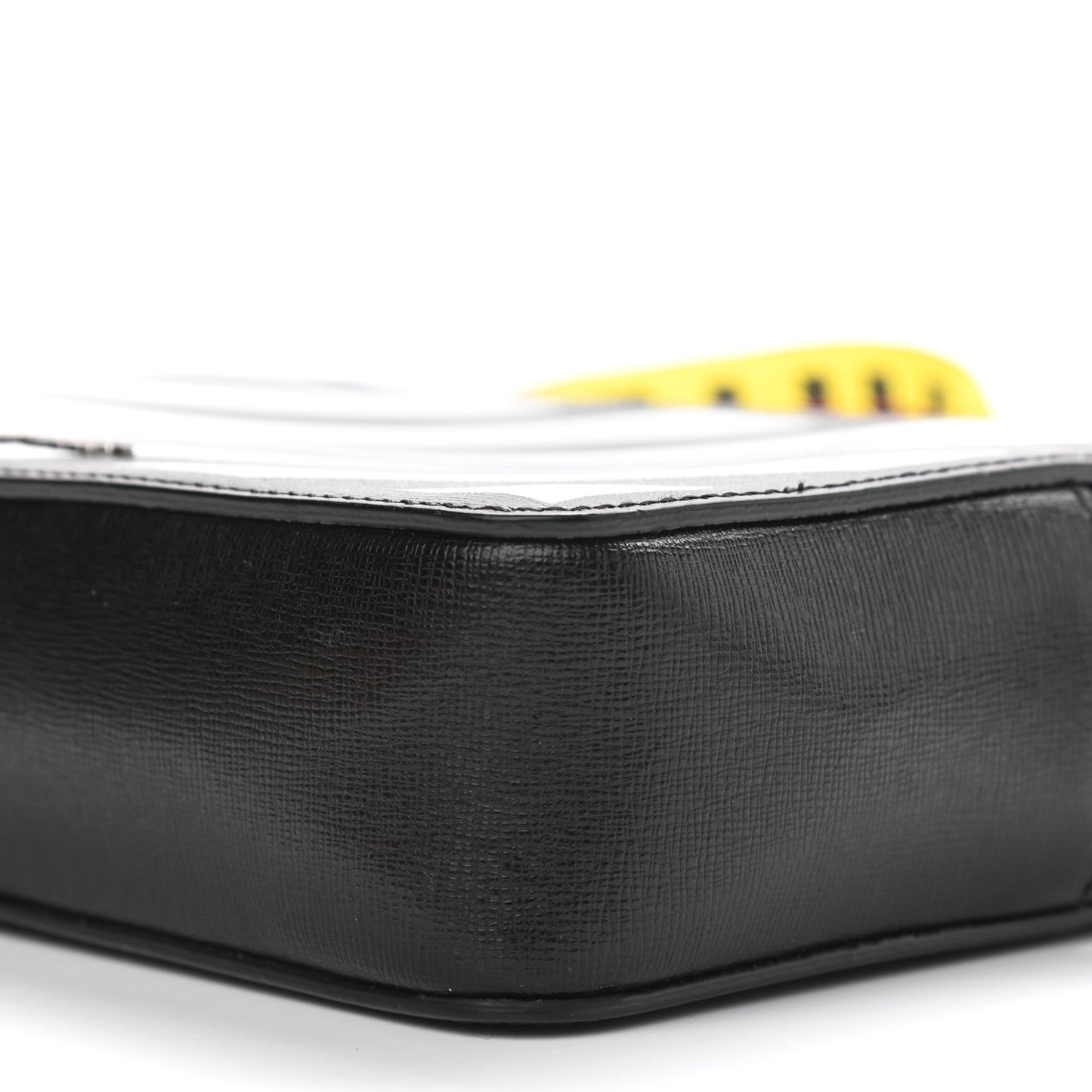 Calfskin Diag Striped Belt Bag Crossbody Black White