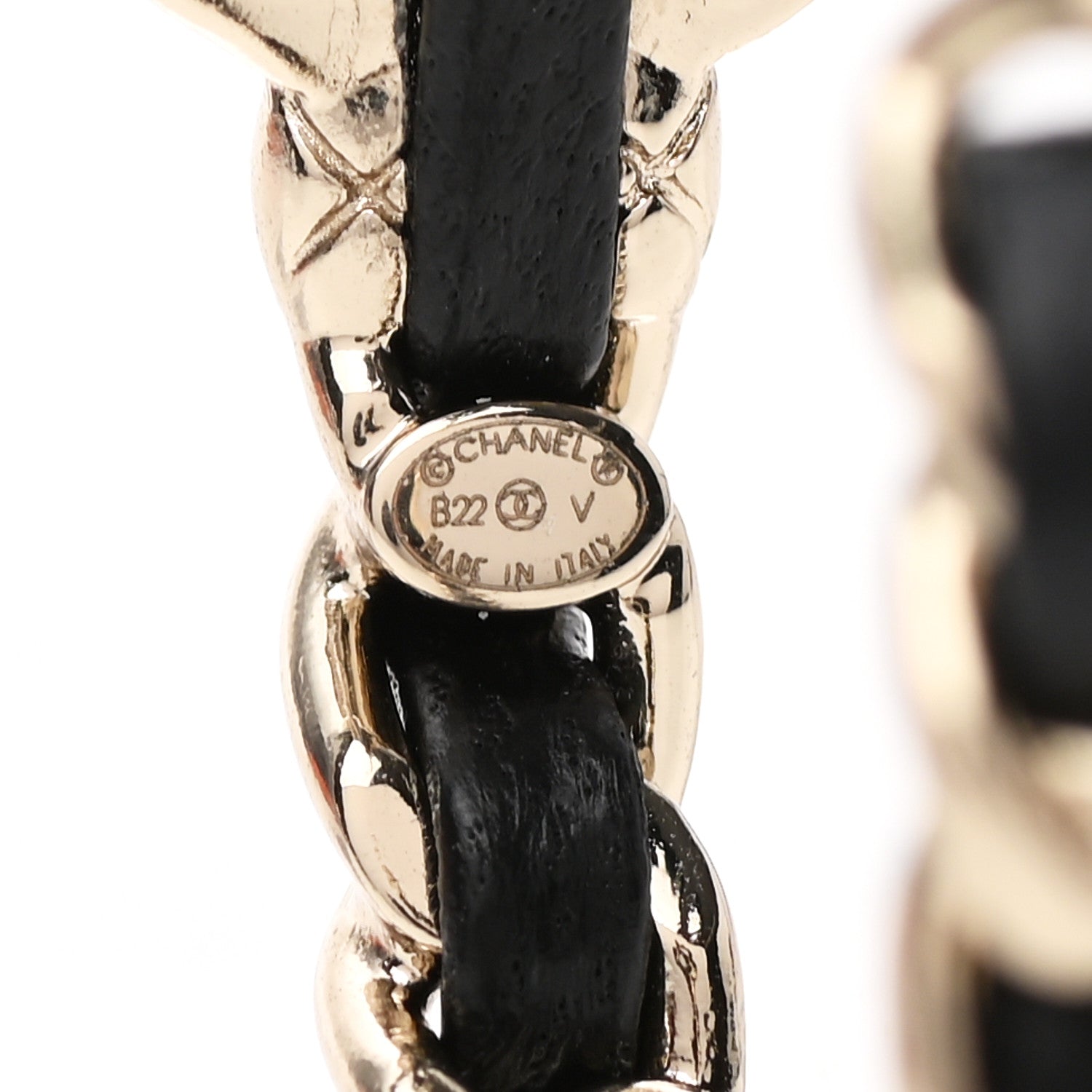 Chanel Lambskin CC Turnlock Chain Hoop Earrings Gold Black 4 of 4
