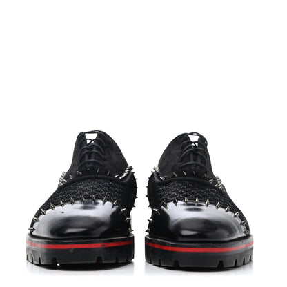 Christian Louboutin Suede Calfskin Spikes Champignac Mens Flat Oxfords 42 Black 2 of 4