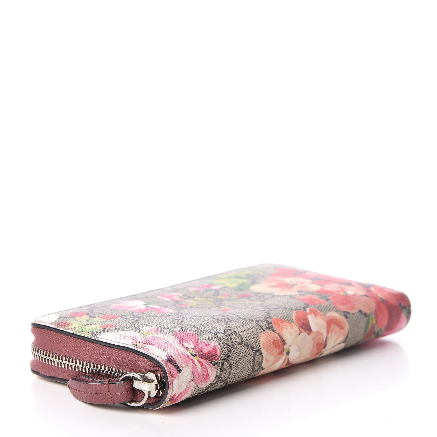 Gucci GG Supreme Monogram Blooms Zip Around Wallet Beige Multicolor Dry Rose 4 of 14