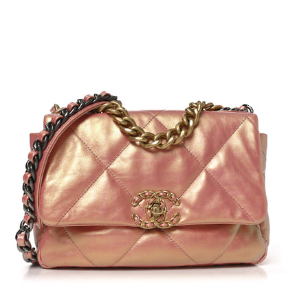 Chanel Iridescent Calfskin Quilted Medium Chanel 19 Flap Pink 1 of 10