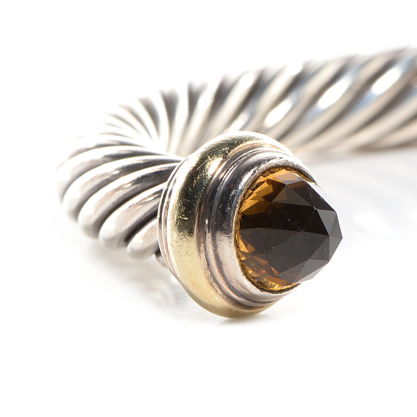 Sterling Silver 14K Yellow Gold Citrine 7mm Cable Classics Bracelet