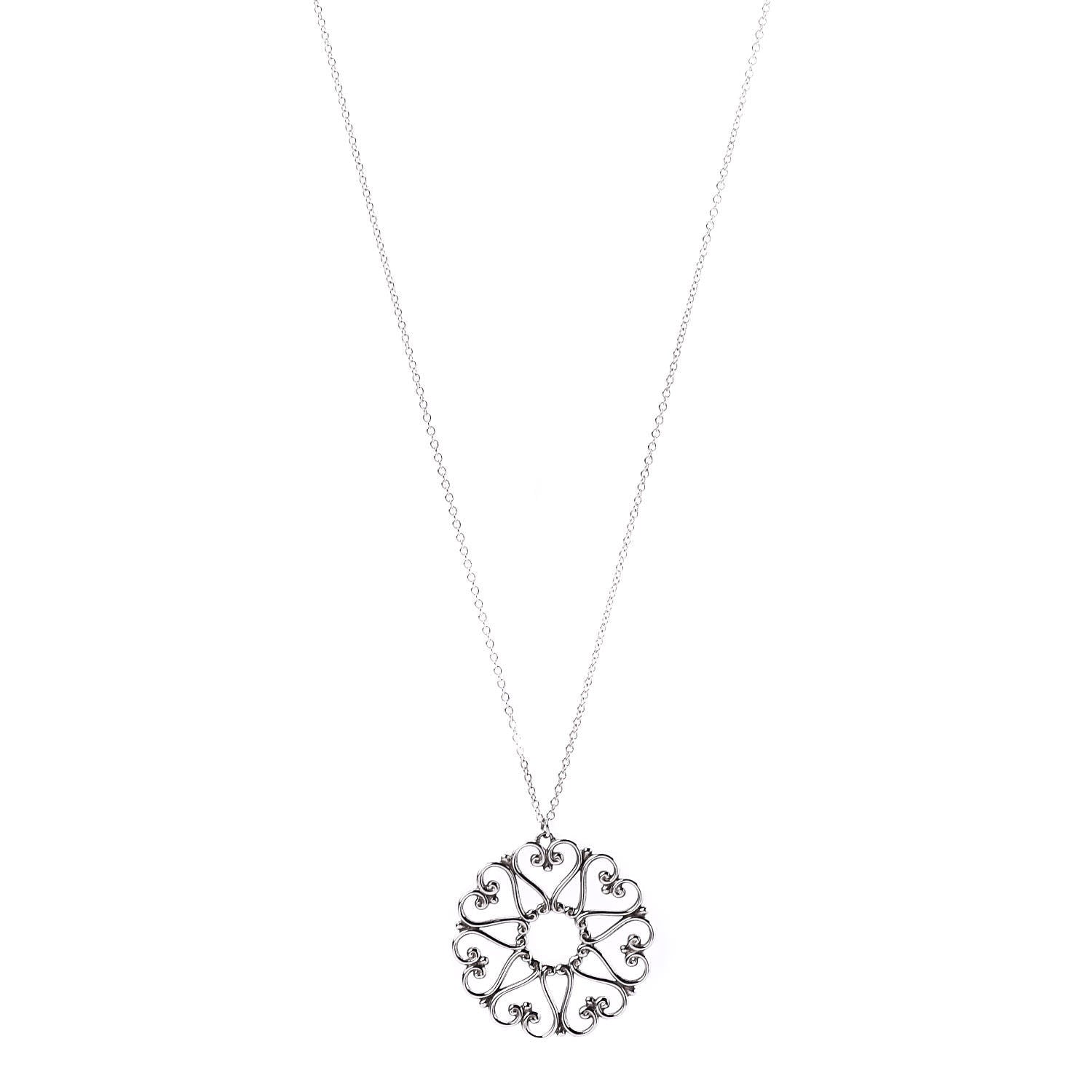 Tiffany Sterling Silver Paloma Picasso Hearts Medallion Pendant Necklace 1 of 7