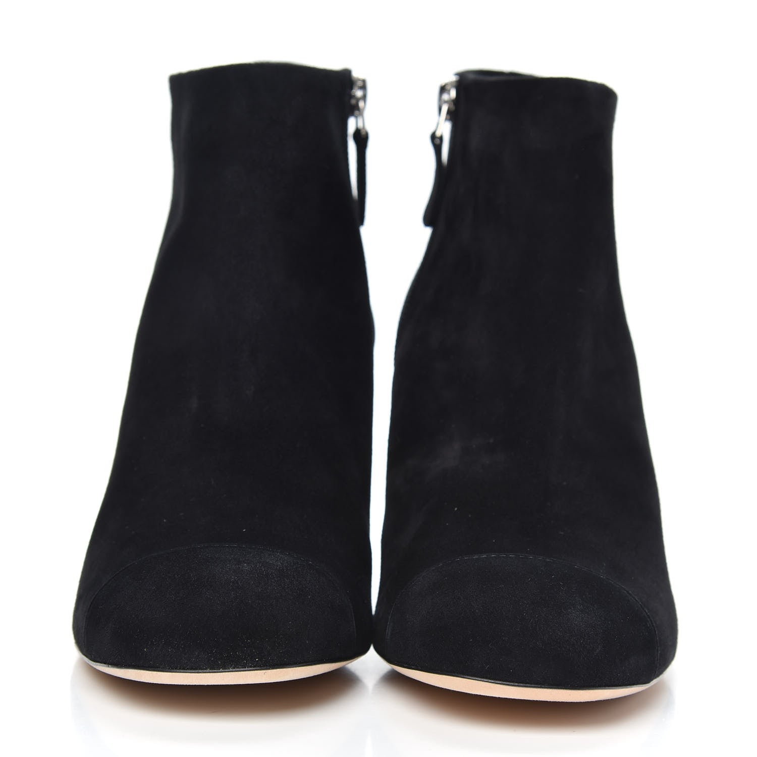 Chanel Suede CC Cap Toe Ankle Booties Boots 38 Black 2 of 8