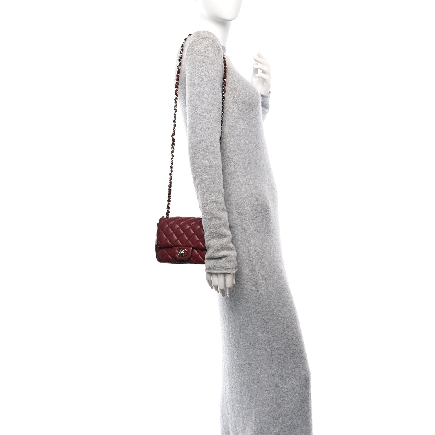 Chanel Lambskin Quilted Mini Square Flap Burgundy 2 of 10