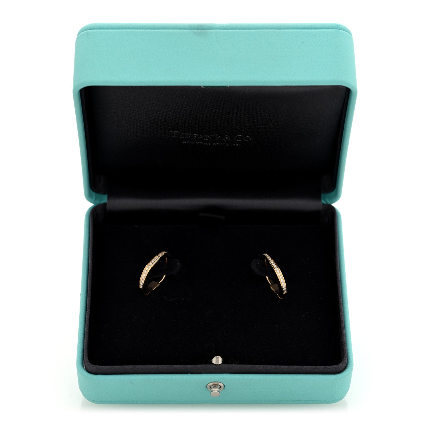 Tiffany 18K Yellow Gold Diamond Small Full Pave Lock Earrings 5 of 5
