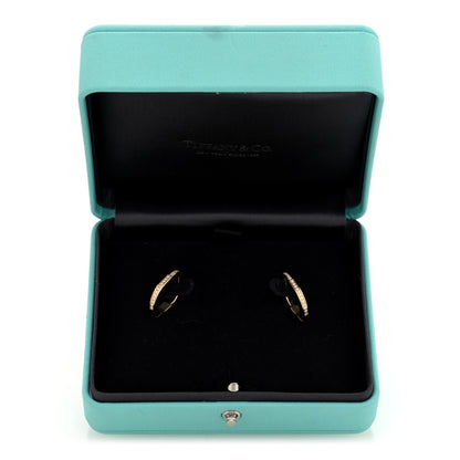 Tiffany 18K Yellow Gold Diamond Small Full Pave Lock Earrings 5 of 5