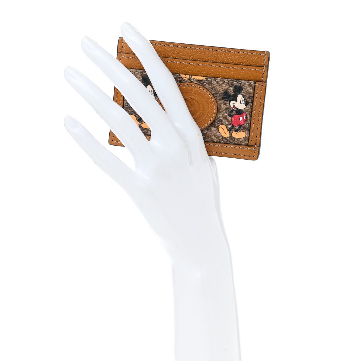 X DISNEY Mini Vintage GG Supreme Monogram Mickey Mouse Card Holder Beige Vintage Sun Oil