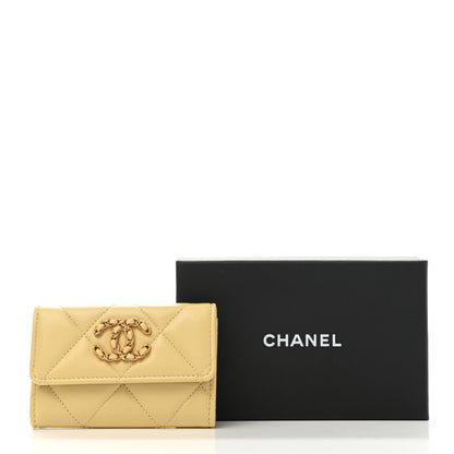 Chanel Lambskin Quilted Chanel 19 Flap Card Holder Yellow 10 of 10