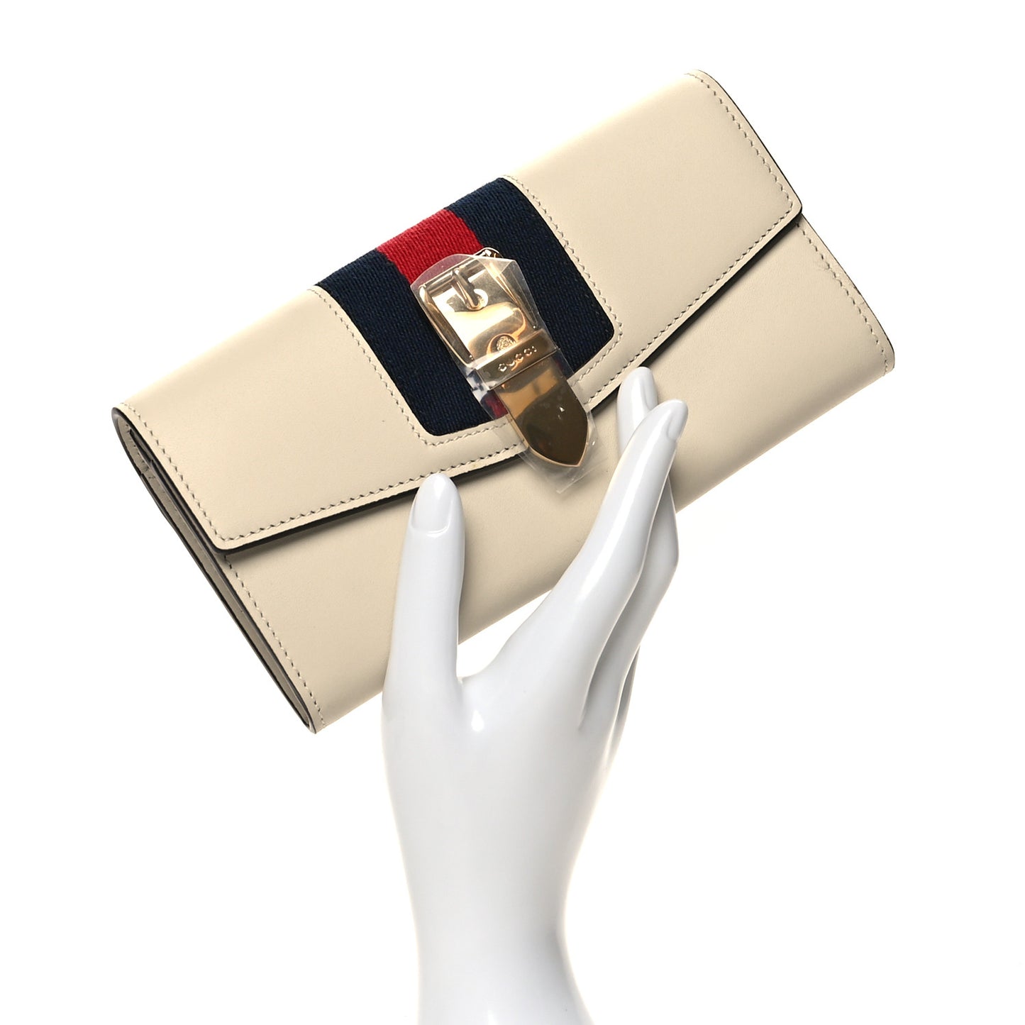 Calfskin Sylvie Continental Wallet White