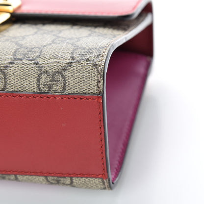 Gucci GG Supreme Monogram Calfskin Small Padlock Shoulder Bag Beige Hibiscus Red New Rosette 13 of 14