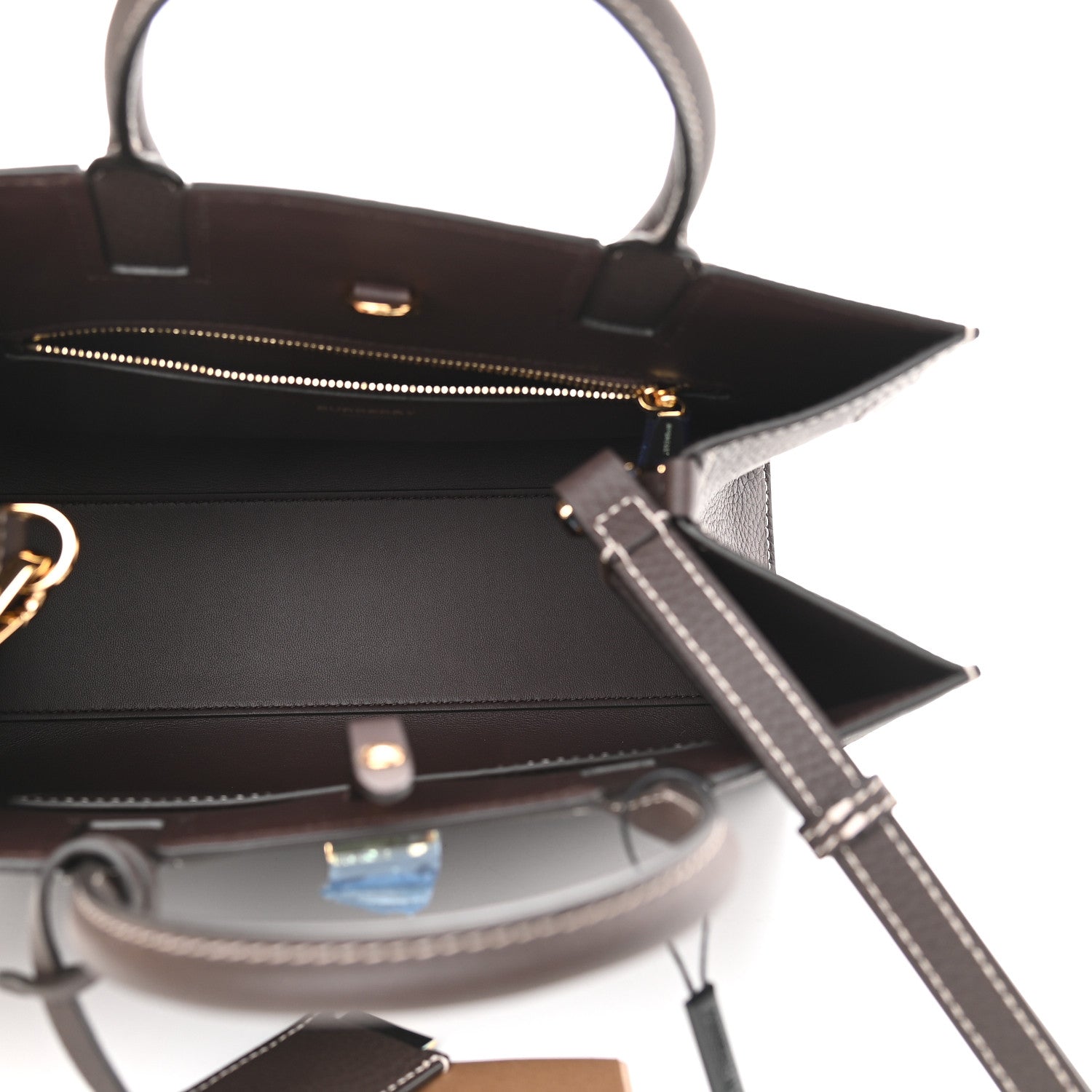 Burberry Calfskin Mini Frances Tote Dark Clay Brown 7 of 9