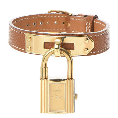 Hermes Stainless Steel Courchevel 20mm Kelly Cadena Quartz Watch Gold 1 of 9