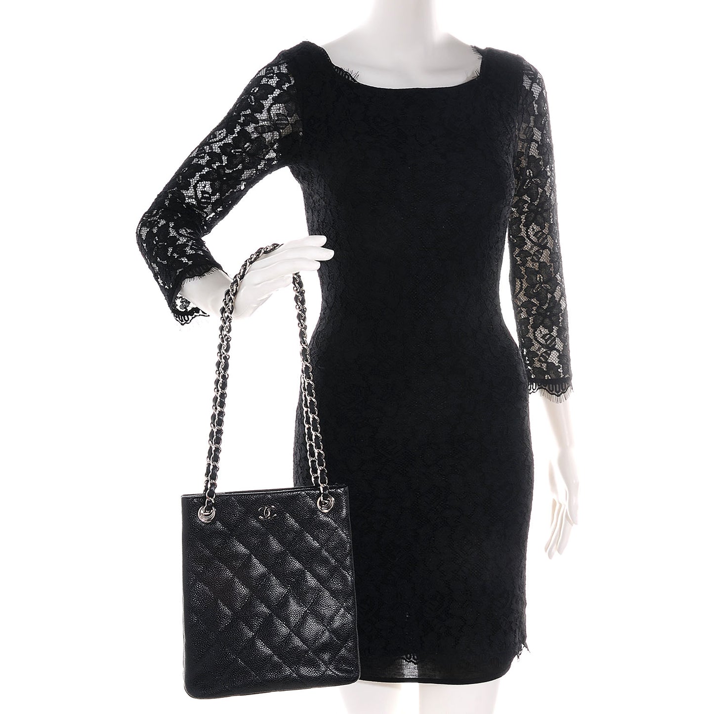Caviar Quilted Small Shoulder Bag Black