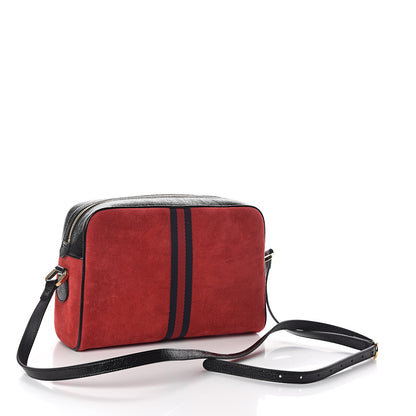 Gucci Suede Patent Web Small Ophidia Shoulder Bag Hibiscus Red Black 2 of 8