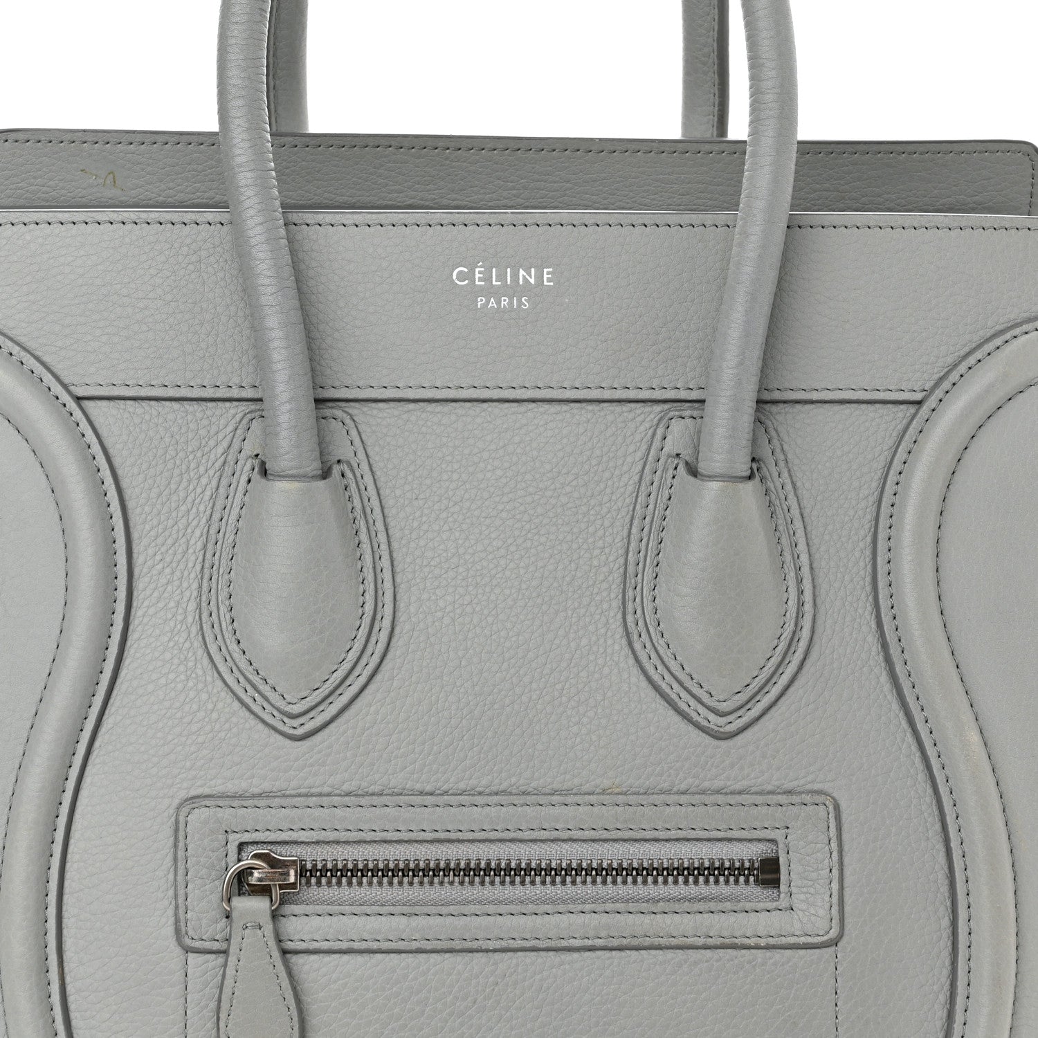 Celine Drummed Calfskin Micro Luggage Sky 8 of 16
