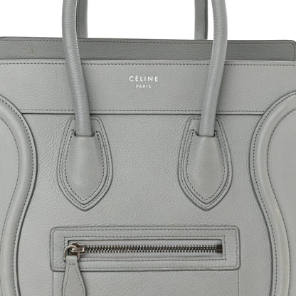 Celine Drummed Calfskin Micro Luggage Sky 8 of 16