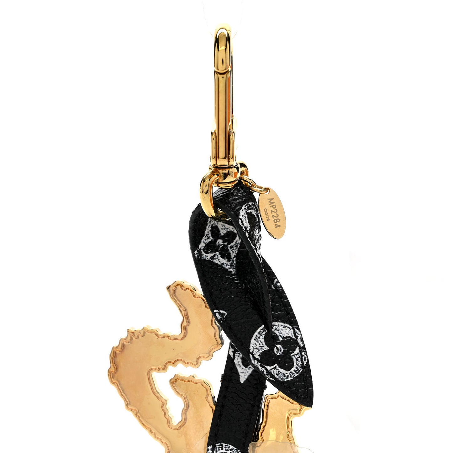 Catogram Flying Cat Bag Charm Key Holder Gold Black