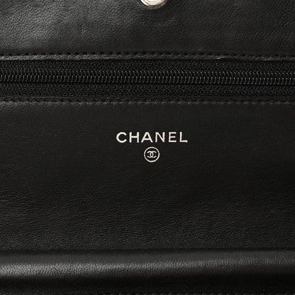 Chanel Lambskin Camellia Embossed Wallet on Chain WOC Black 6 of 17