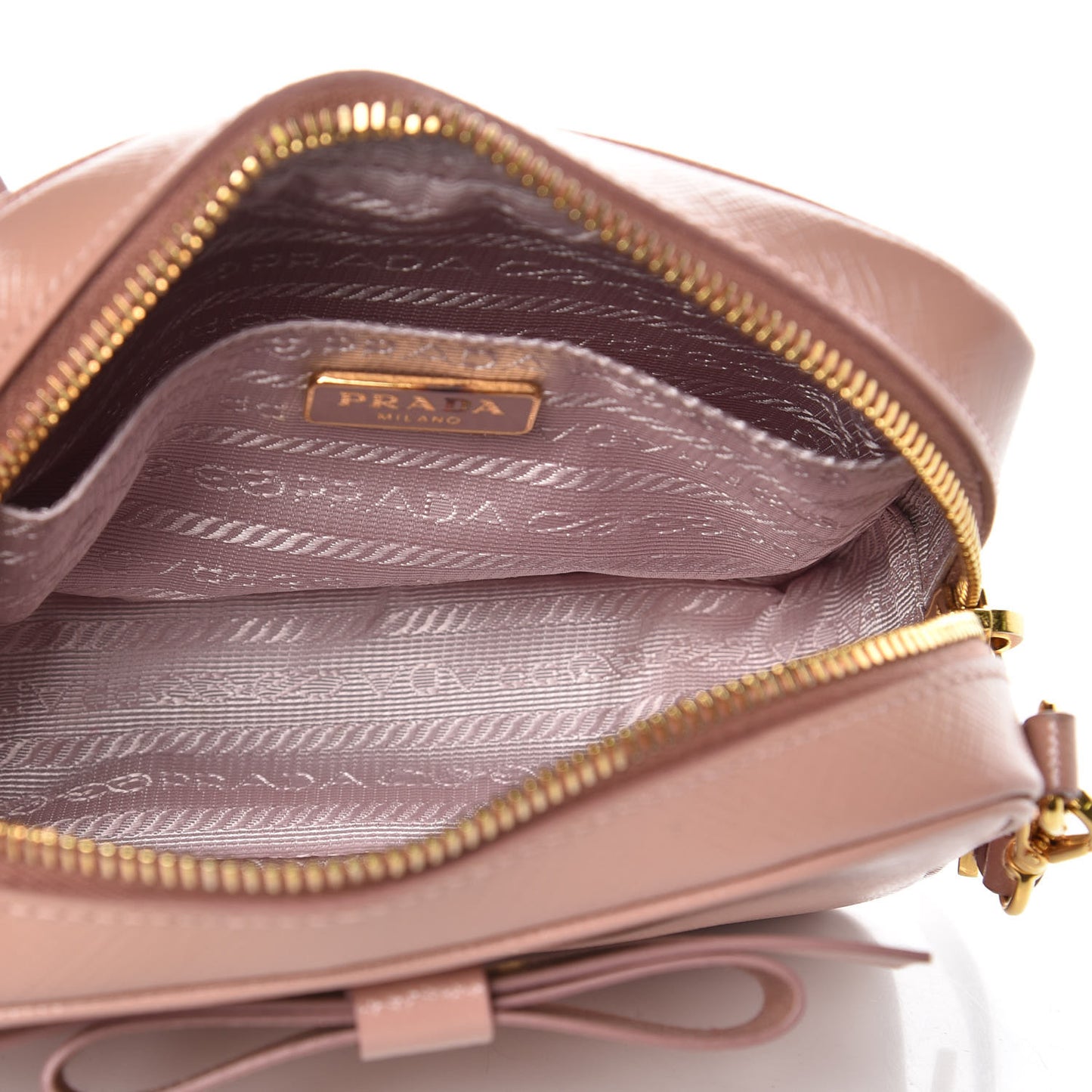 Saffiano Vernice Bow Camera Crossbody Bag Orchidea