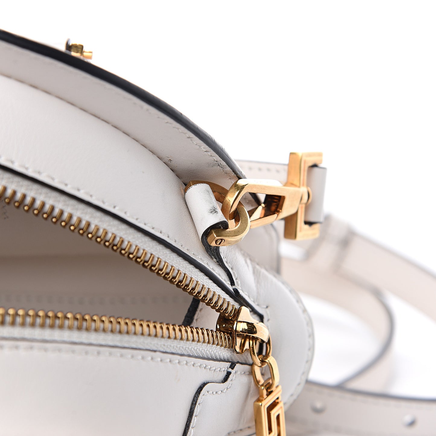Calfskin Small Medallion Tribute Bowling Bag White