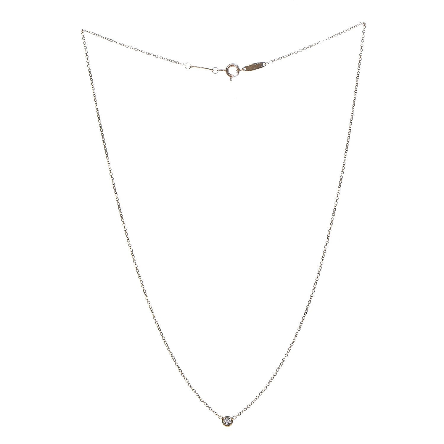 Tiffany 18K Yellow Gold Diamond .12ct Elsa Peretti Diamonds by the Yard Pendant Necklace 3 of 8