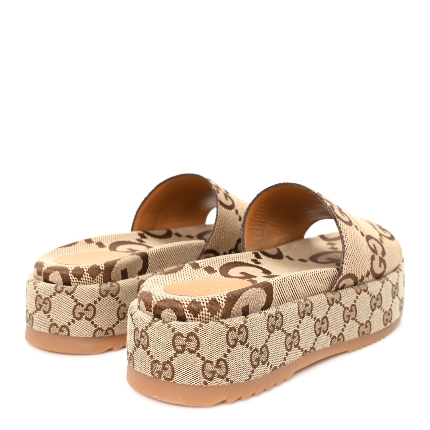 Gucci Monogram Maxi GG Angelina Platform 55mm Slide Sandals 41 Camel Ebony 5 of 10