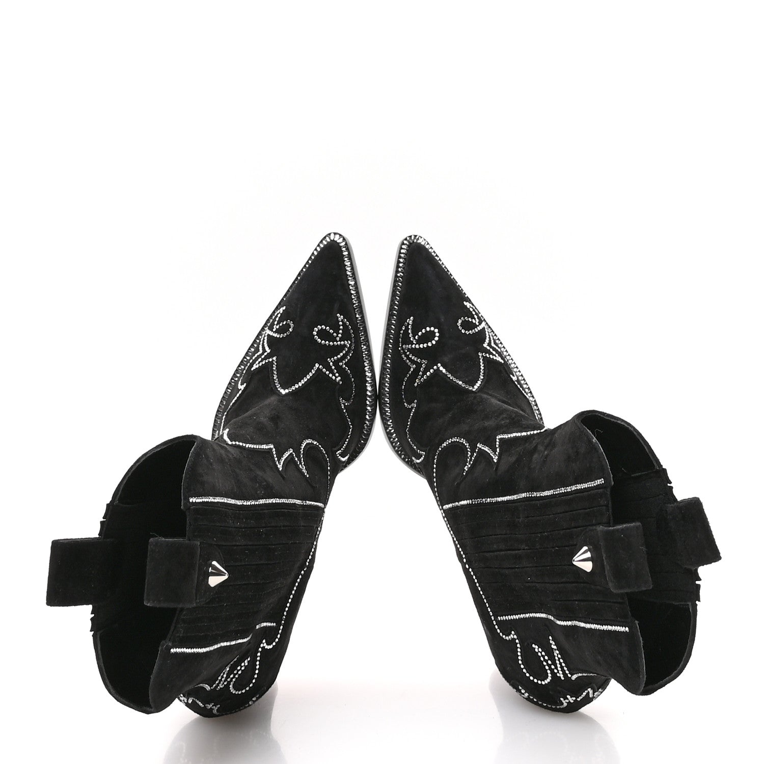 Christian Louboutin Suede Crystal Santigag Strass 85 Ankle Boots 36.5 Black 2 of 8