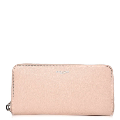 Saint Laurent Grained Calfskin Rive Gauche Zip Around Wallet Pink 1 of 7