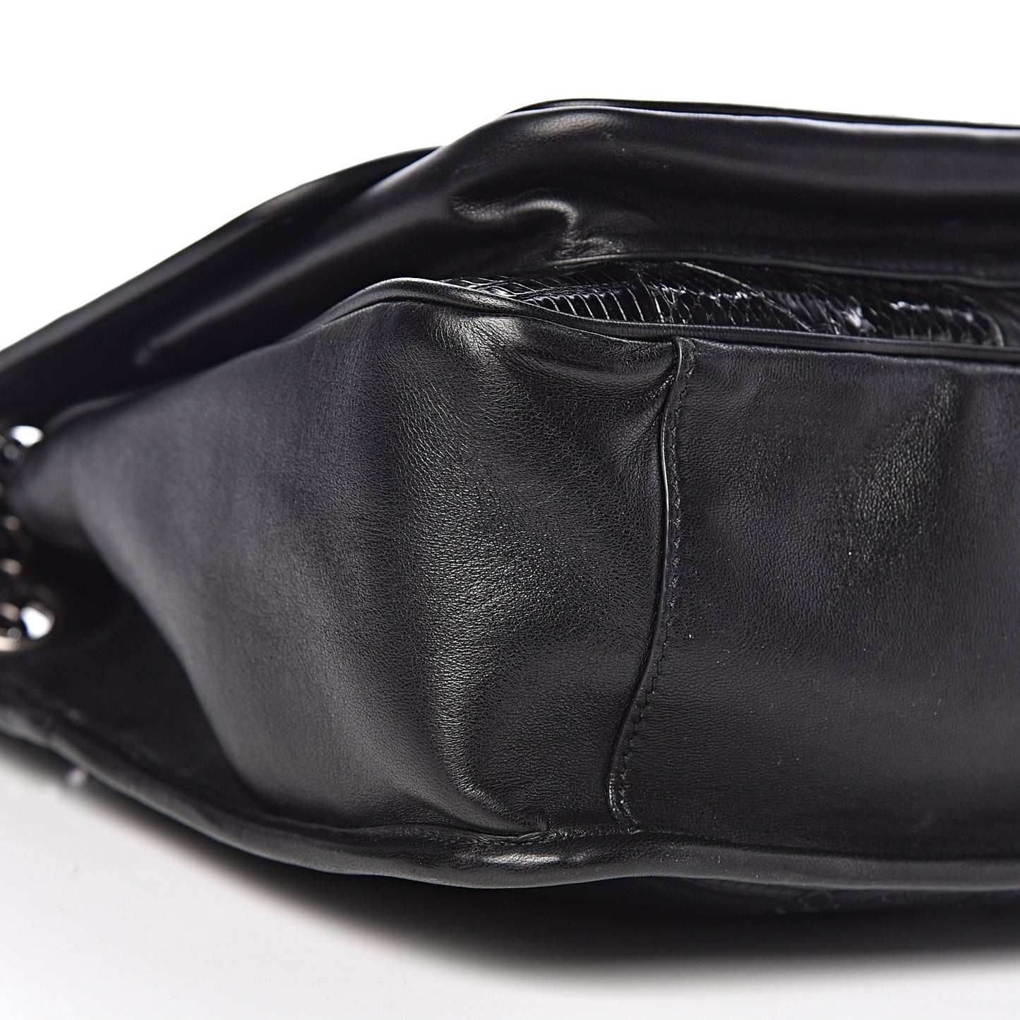 Calfskin Ayers Patchwork Monogram Medium Niki Chain Satchel Black