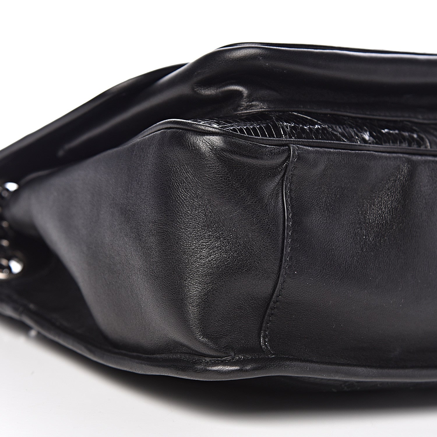 Saint Laurent Calfskin Ayers Patchwork Monogram Medium Niki Chain Satchel Black 11 of 12