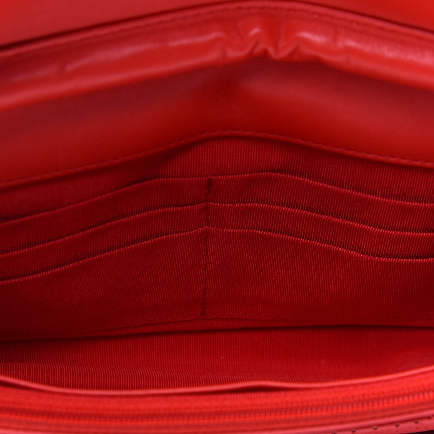 Perforated Lambskin Quilted Wallet On Chain WOC Red