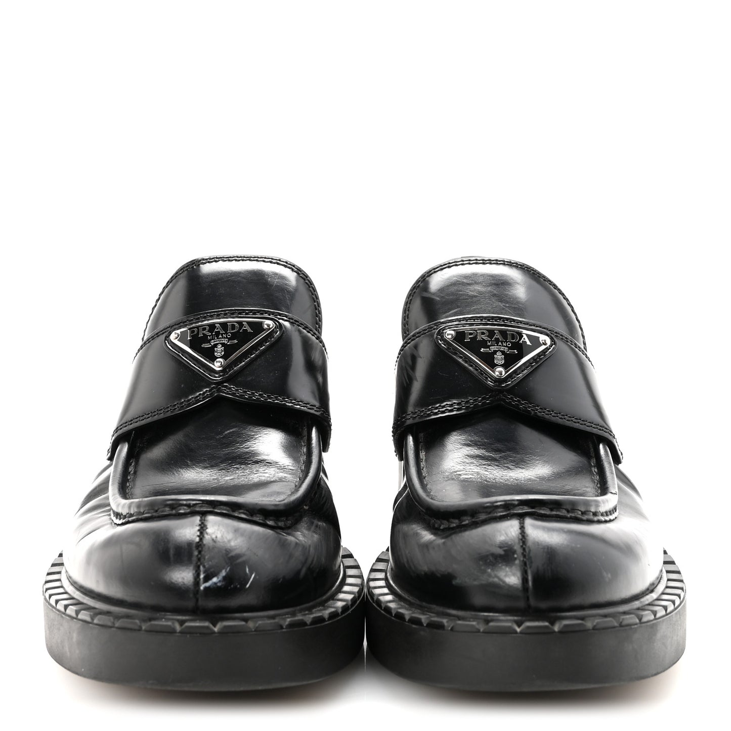 Spazzolato Metal Triangle Logo 50mm Loafers 40 Black