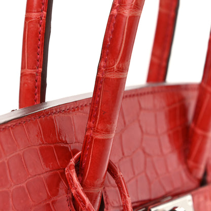 Hermes Shiny Porosus Crocodile Birkin 35 Bougainvillea 17 of 23