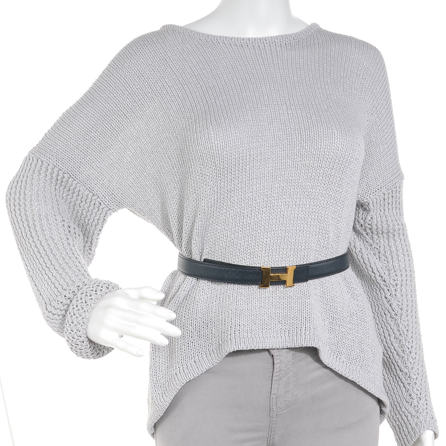 Hermes Courchevel Swift Reversible Constance 24mm H Belt Indigo and Blanc 68 3 of 6