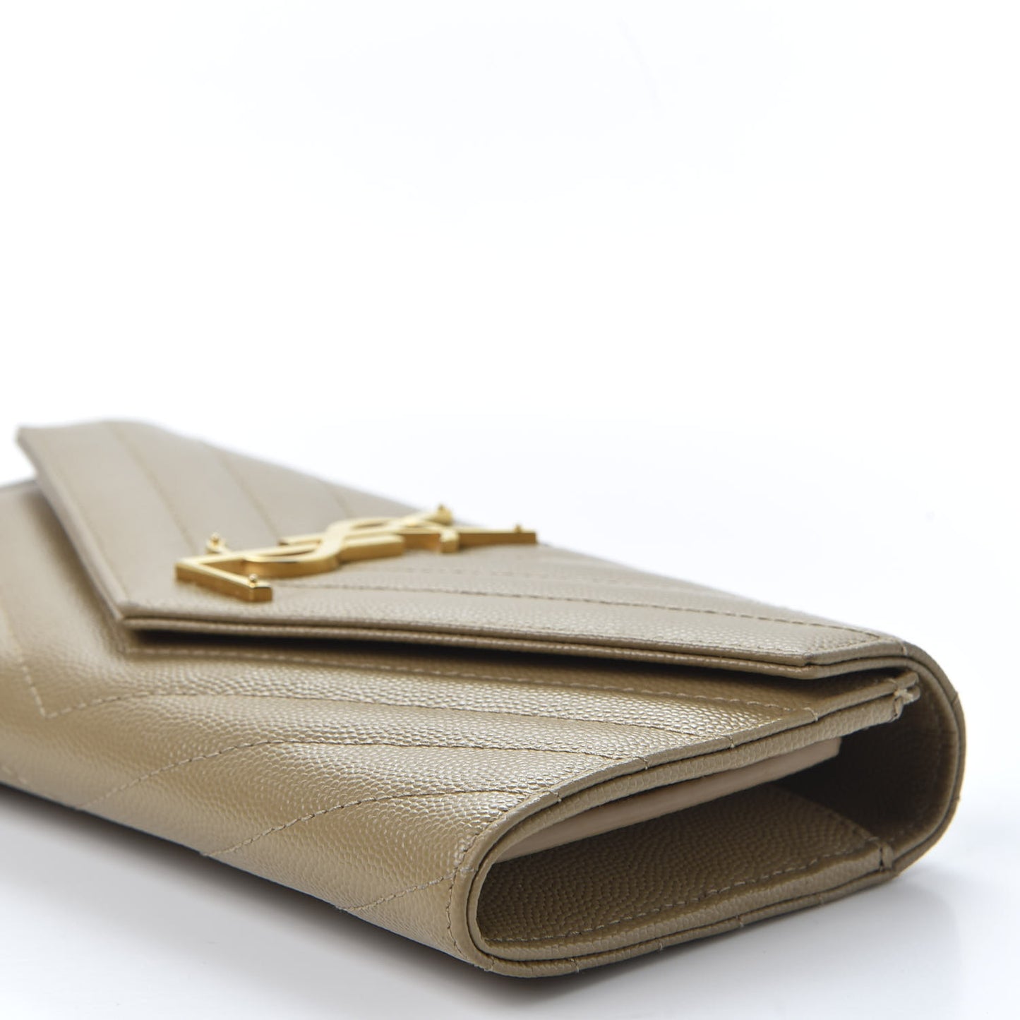 Grain De Poudre Matelasse Chevron Monogram Flap Wallet Deep Beige