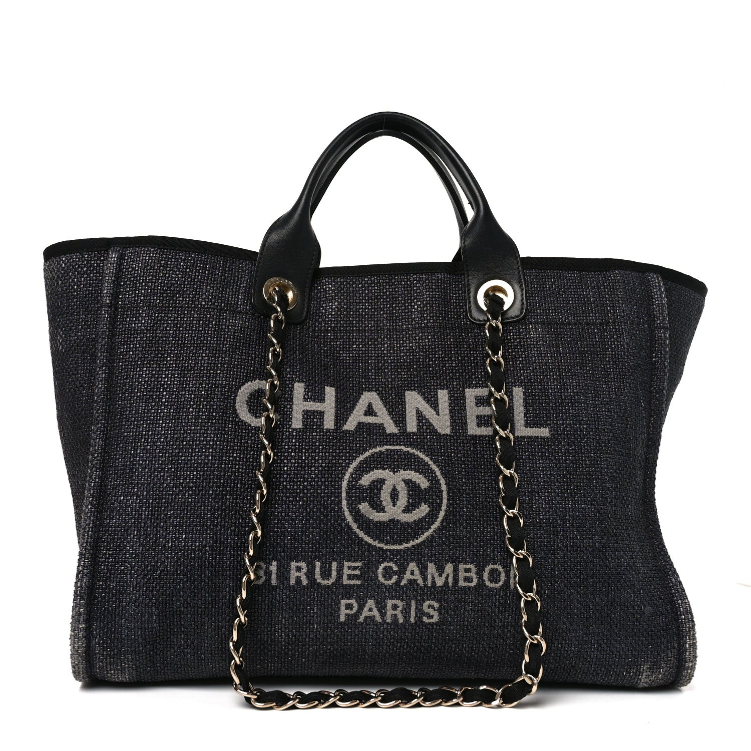 Chanel Woven Straw Raffia Large Deauville Tote Black 1 of 11