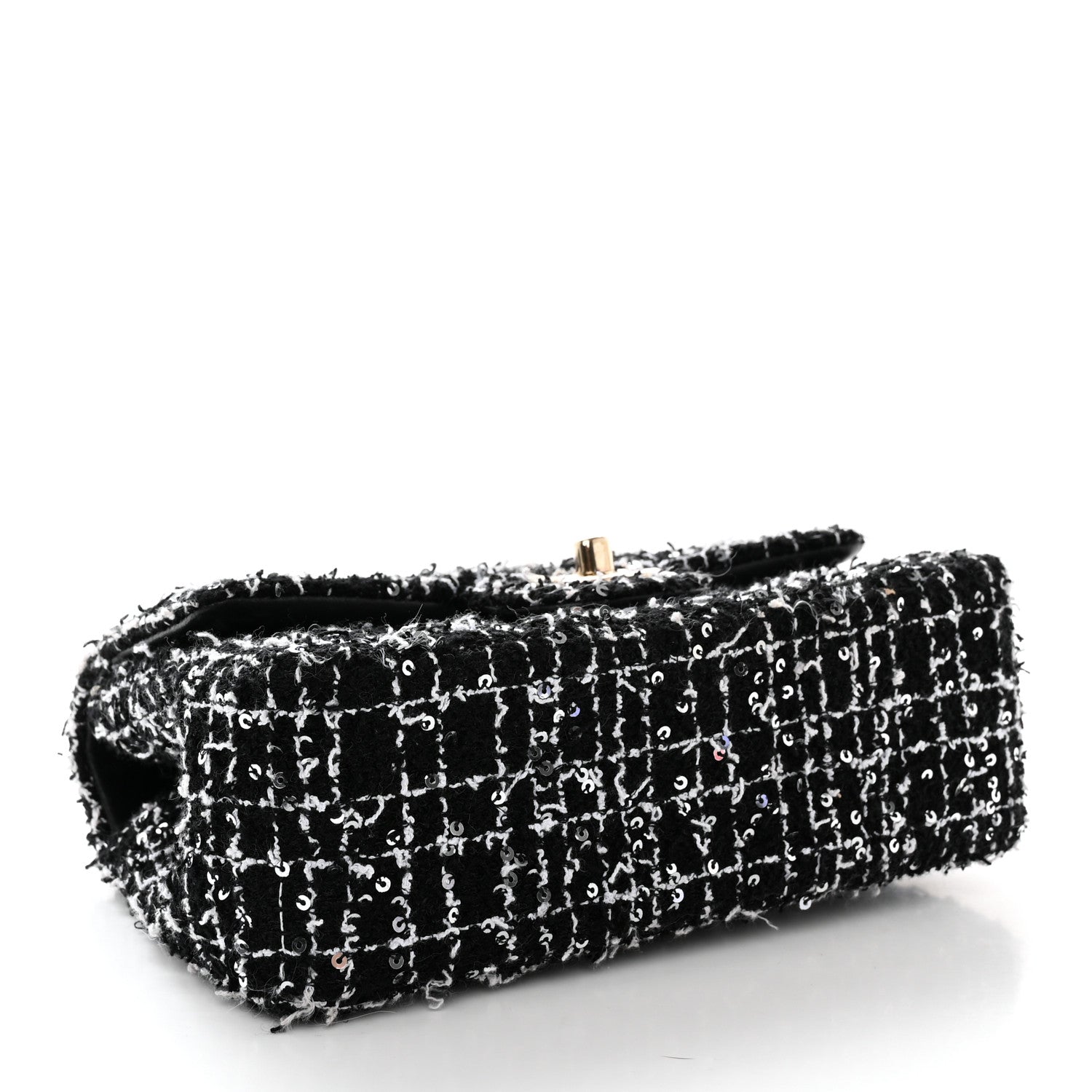 Chanel Tweed Quilted Mini Top Handle Rectangular Flap Black White 4 of 12
