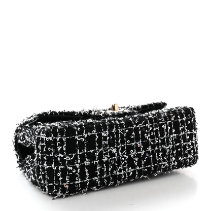Chanel Tweed Quilted Mini Top Handle Rectangular Flap Black White 4 of 12