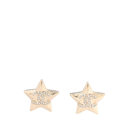 Chanel Metal Crystal CC Star Clip On Earrings Gold 1 of 5