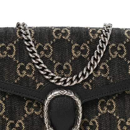 Gucci Jacquard Black Denim GG Monogram Mini Dionysus Chain Wallet Black Ivory 8 of 11