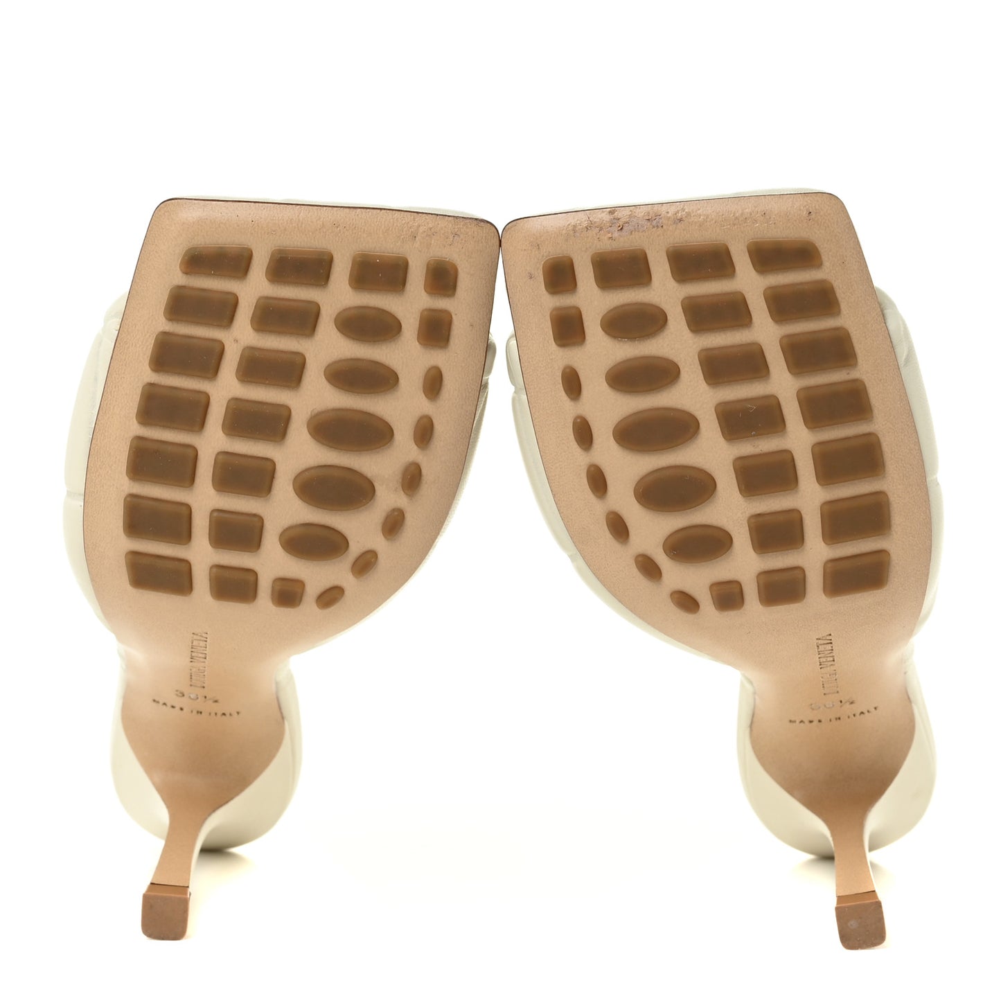 Nappa Quilted Rubber Lido Mule Sandals 36.5 Sea Salt